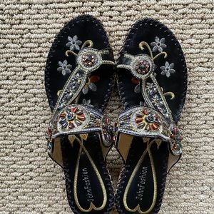 BEADED COLORFUL PLATFORM WEDGE